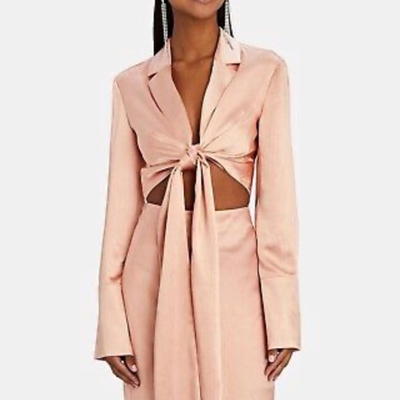 Significant Other Emile Top Papaya Pink Satin Long Sleeve - Picture 2 of 10